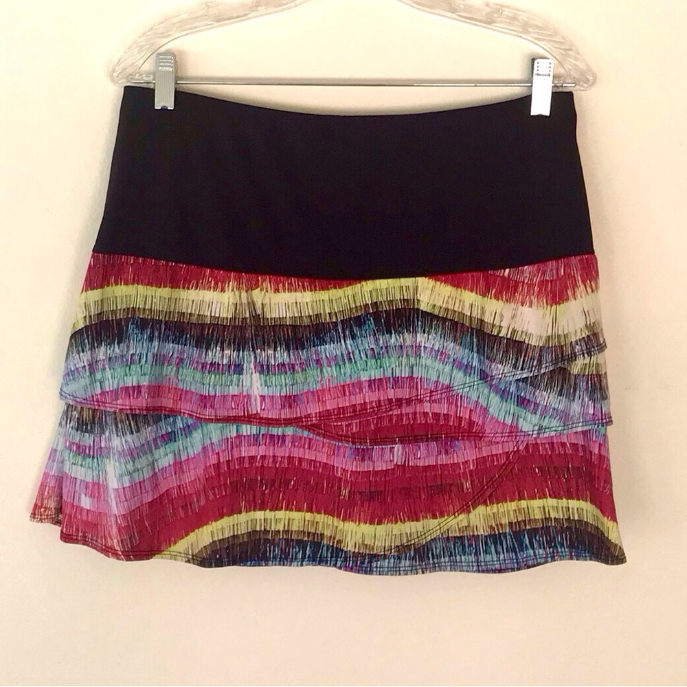 LUCKY IN LOVE multi color scalloped tennis skirt skort XL
